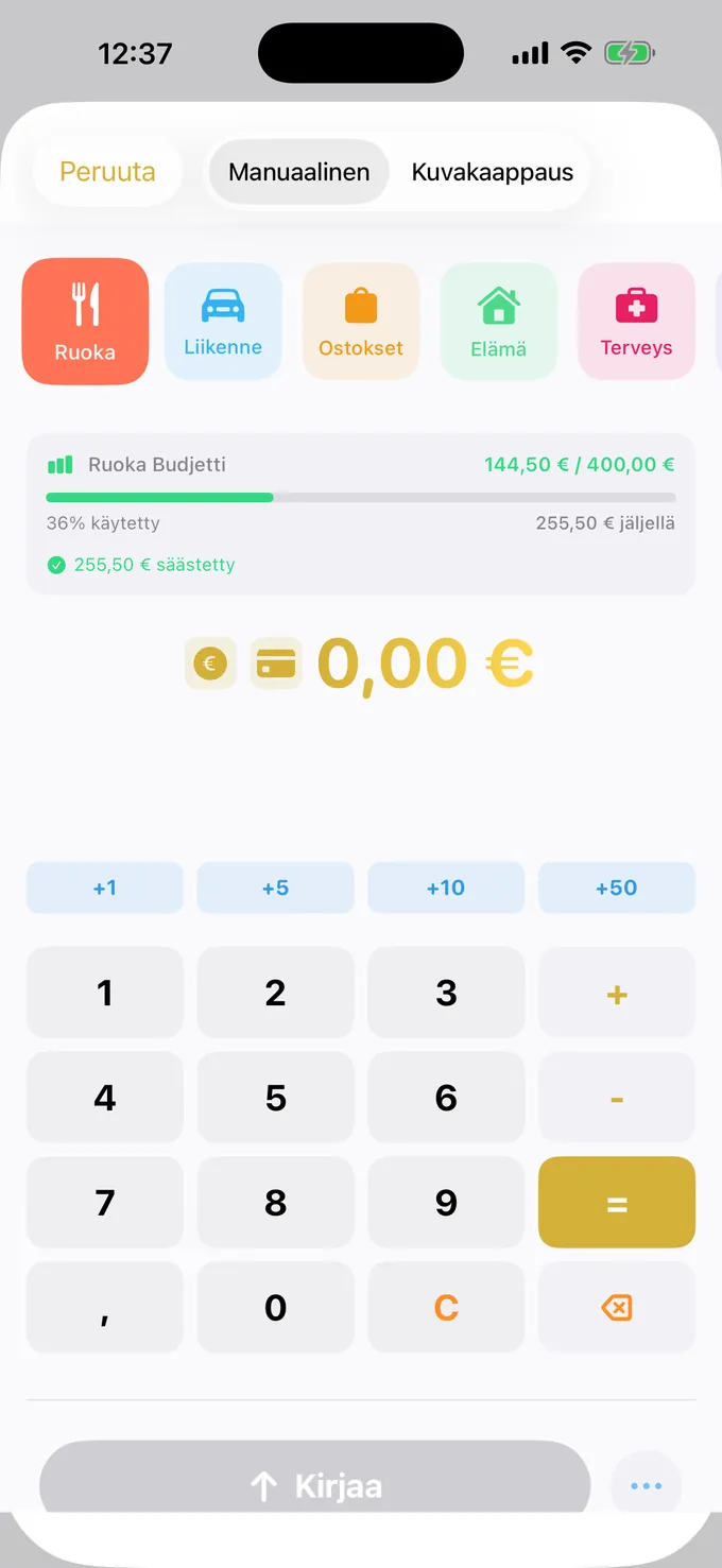 Budjetti laskinmaisella näppäimistöllä