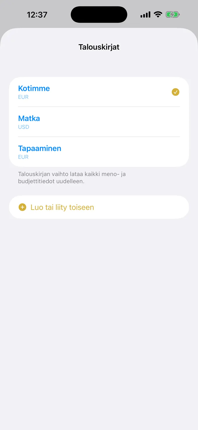 Lista jaetuista budjeteista tarkoituksen mukaan