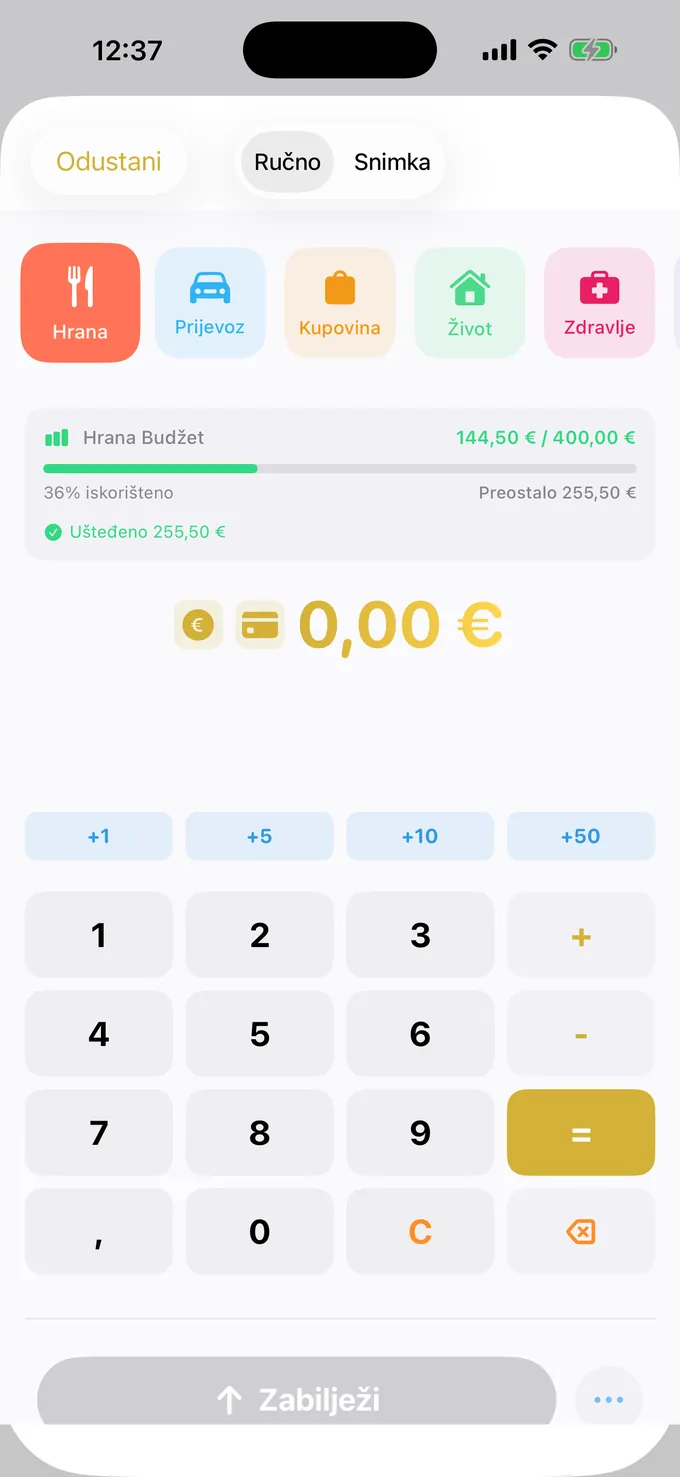 Proračun s tipkovnicom poput kalkulatora