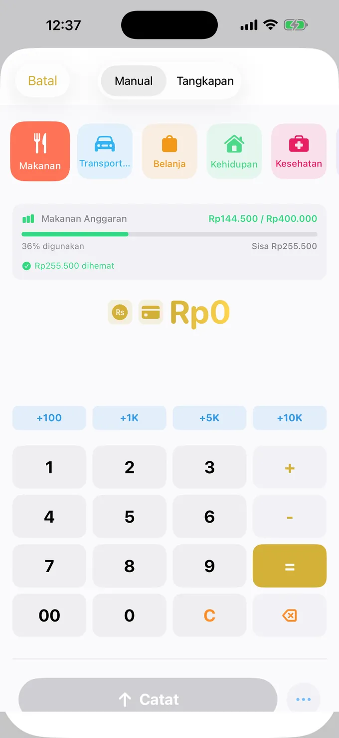 Menyusun budget dengan keypad ala kalkulator