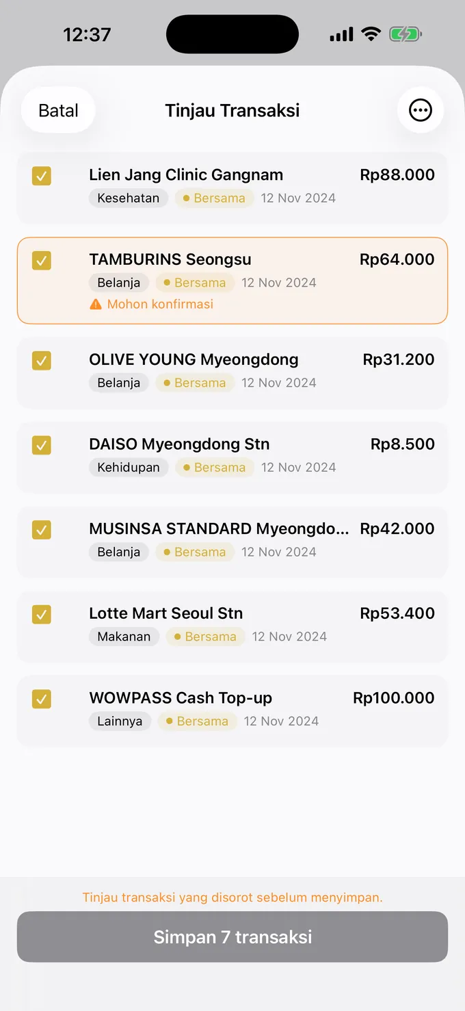 Meninjau transaksi yang tertata otomatis
