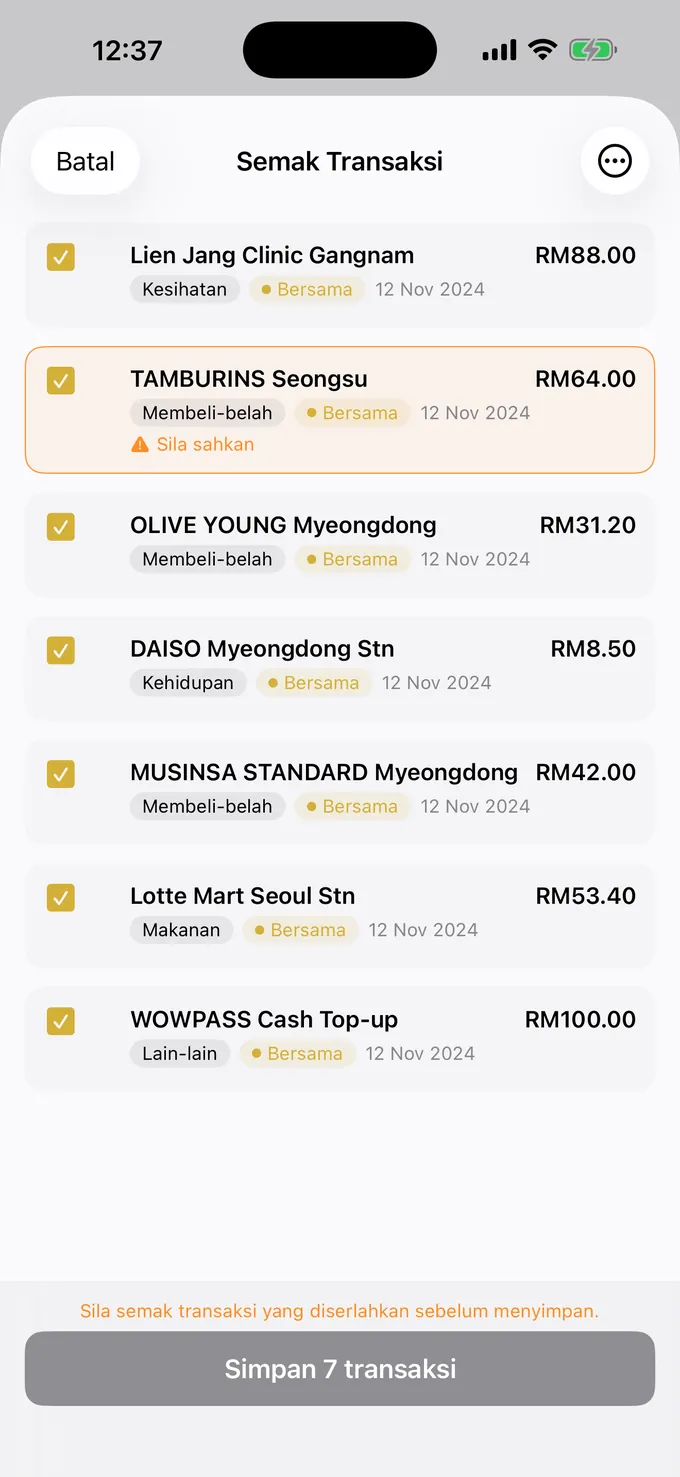Menyemak urus niaga yang tersusun secara automatik