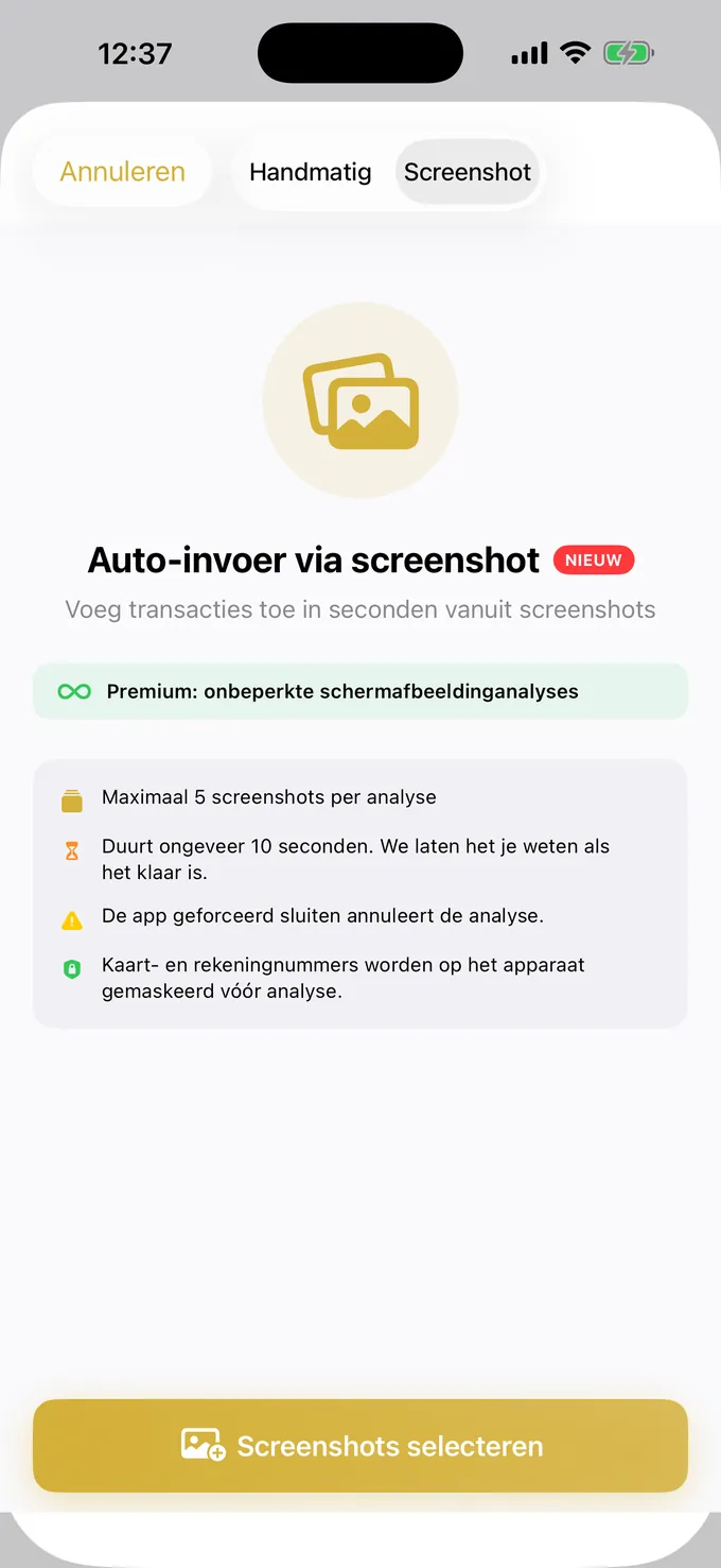 Uitgaven vastleggen vanaf een screenshot