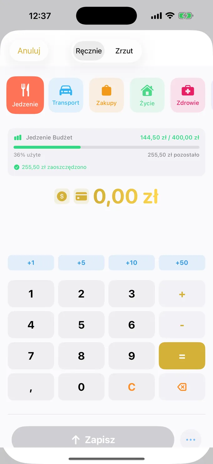 Budżet z klawiaturą w stylu kalkulatora