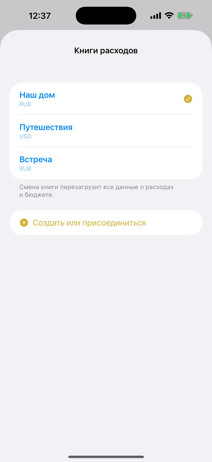 Список общих бюджетов по целям