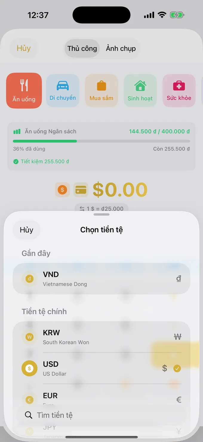 Chọn đa tiền tệ với tỷ giá trực tiếp