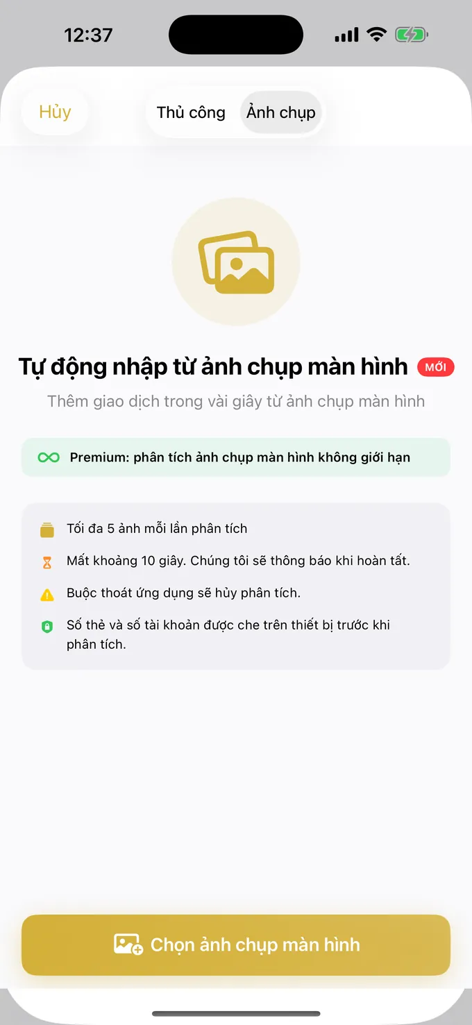 Đang ghi chi tiêu từ một ảnh chụp